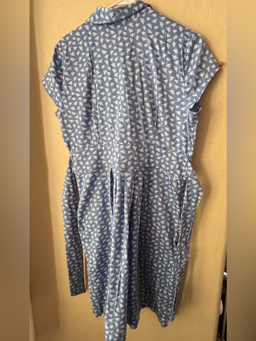 Saville Row Company Bumblee Print Blue Cotton Summer Dress Women’s Sz 12 - Picture 4 of 13
